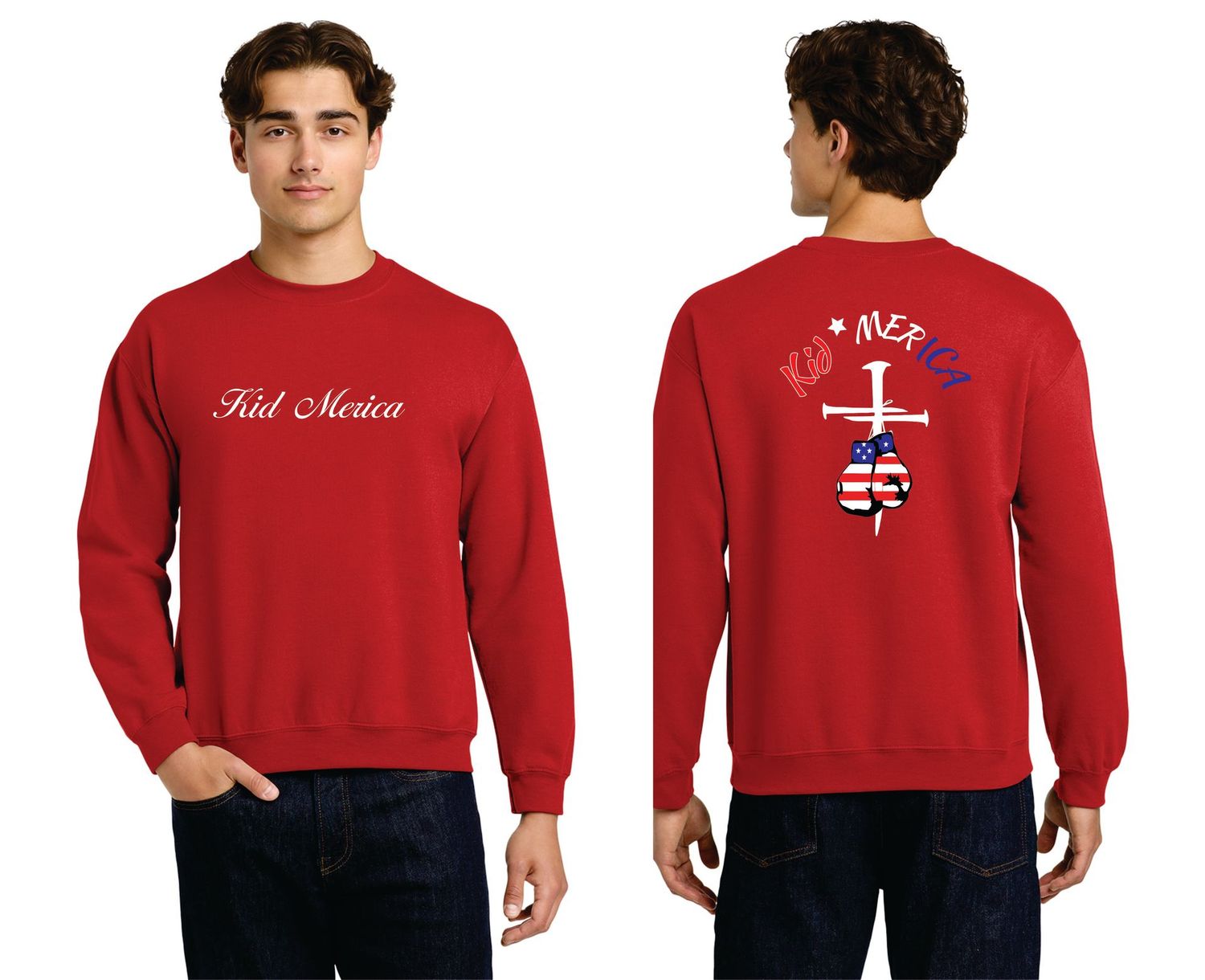 05-Kid Merica Script Crewneck Sweatshirt