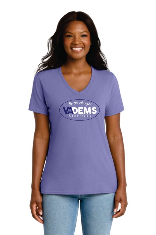 02- Stafford VA Dems Ladies V-Neck T-Shirt