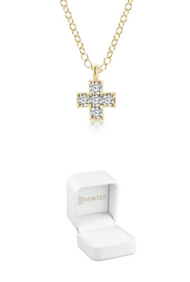 14KT Gold and Diamond Signature Cross Necklace