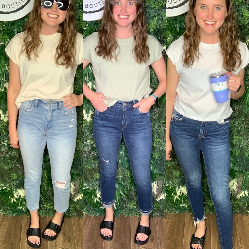 Basic Cropped Tee | White, Vanilla or Sage