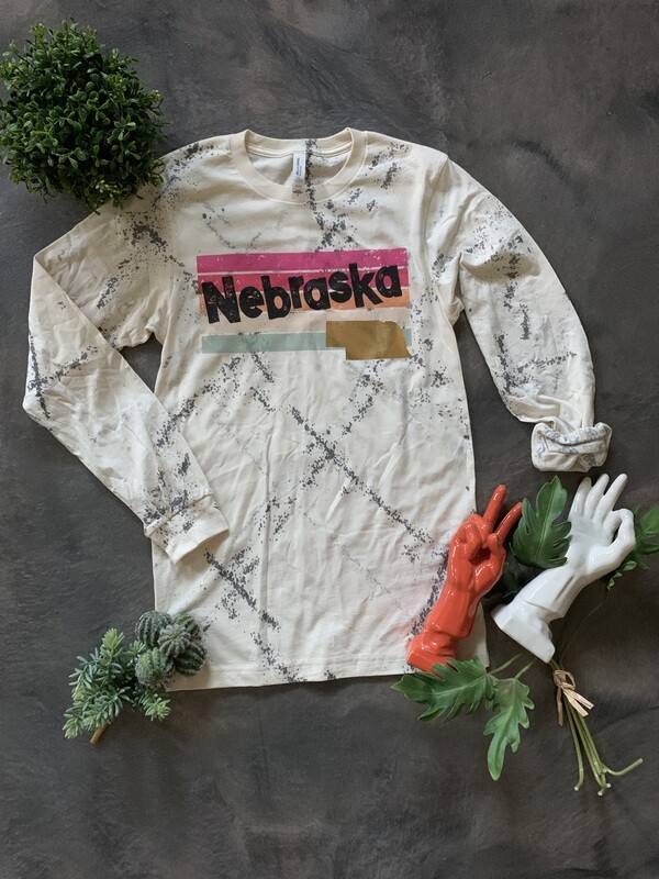 Vintage Splatter Nebraska Long Sleeve Tee