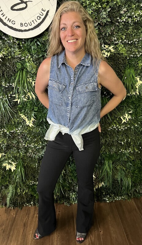 Dip Dye Sleeveless Denim Shirt