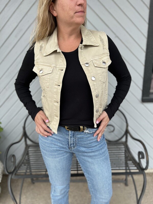 Distressed Crop Vest
