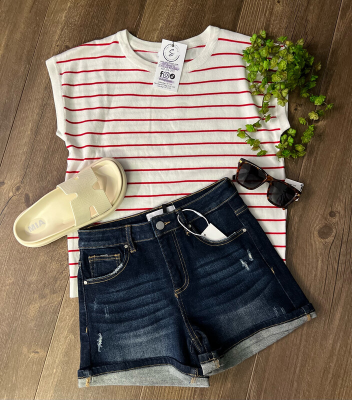 High Rise Turn Up Cuff Shorts