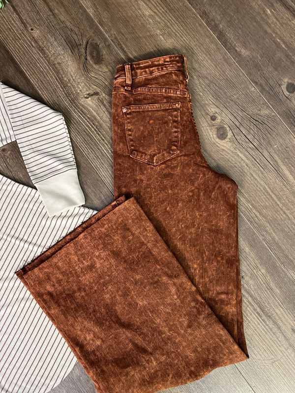 Pumpkin Spiced HW Raw Hem Retro Wide