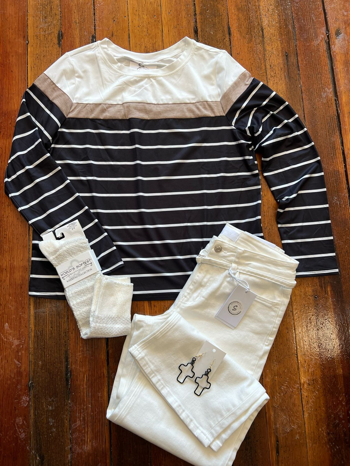 Color Block LS Strip Top
