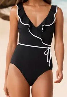 Ruffled Wrap B/W Swim