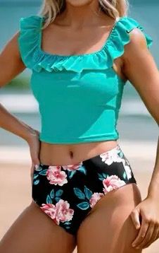Solid/Floral Bikini Swim