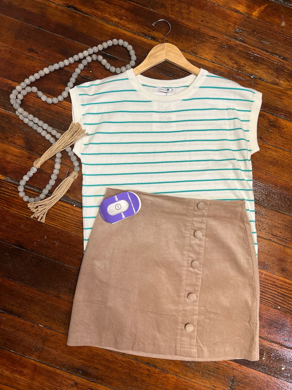 Button Corduroy Skirt
