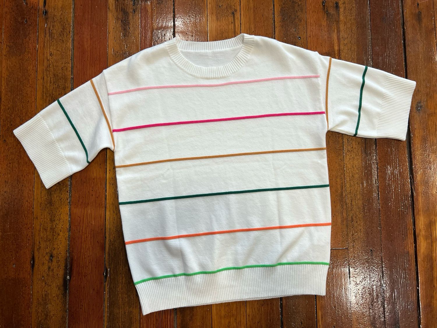 Colorblock Half Sleeve Drop Shoulder Sweater