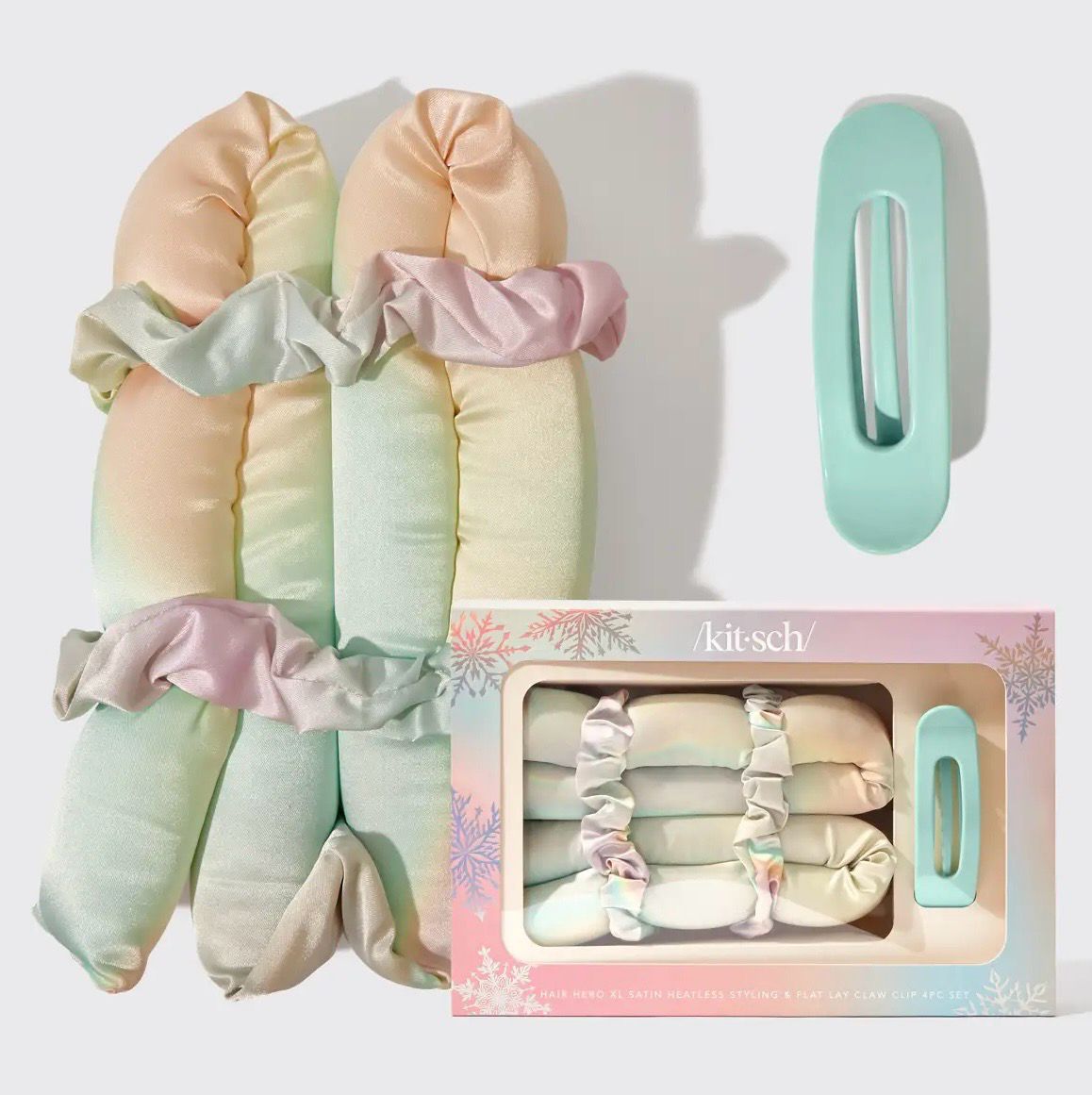 Xl Satin Heatless Styling &amp; Flat Lay Claw 4pc Set