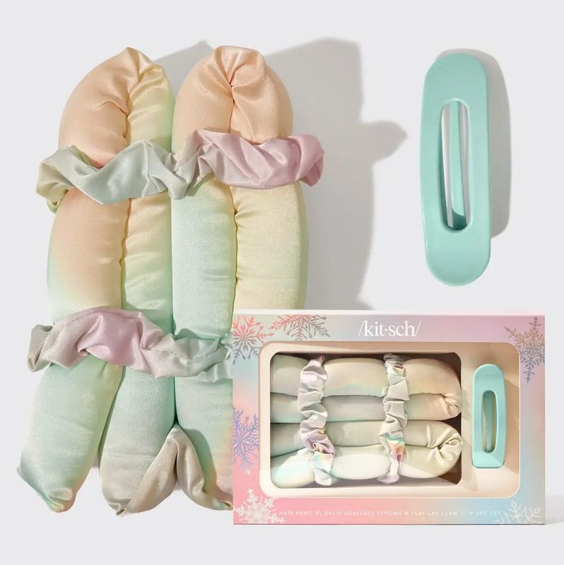 Xl Satin Heatless Styling &amp; Flat Lay Claw 4pc Set