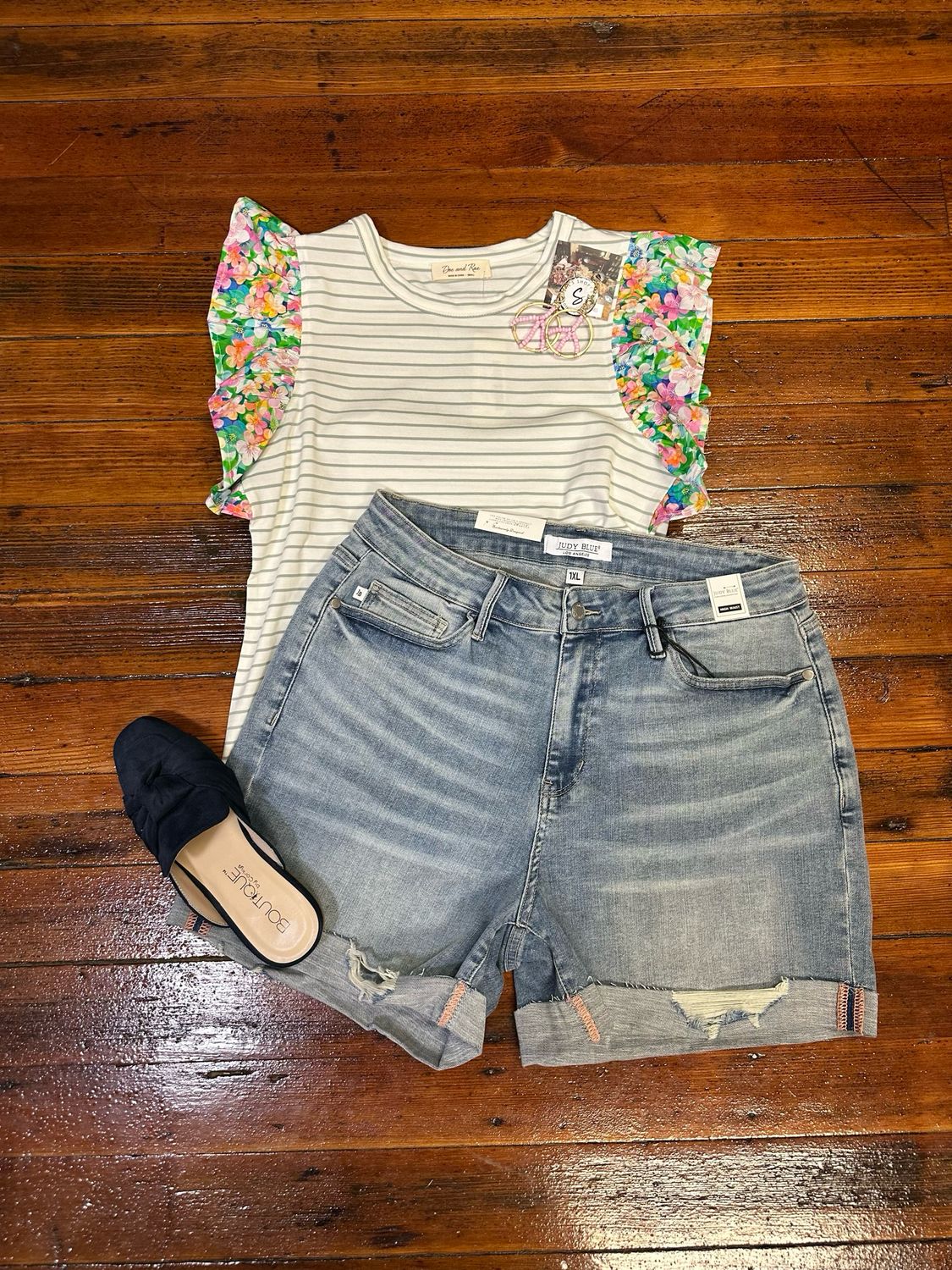 Cap Sleeve Crewneck Floral Top