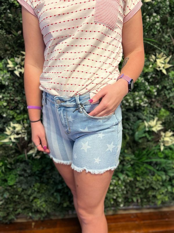 JB American Flag Frey Hem Short