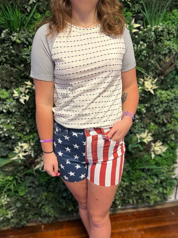 JB Med Blue Stars and Stripes Denim