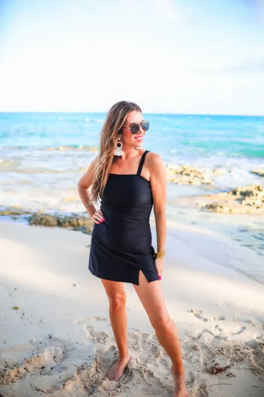 Hit The Pool Skirted Swimsuit- Black