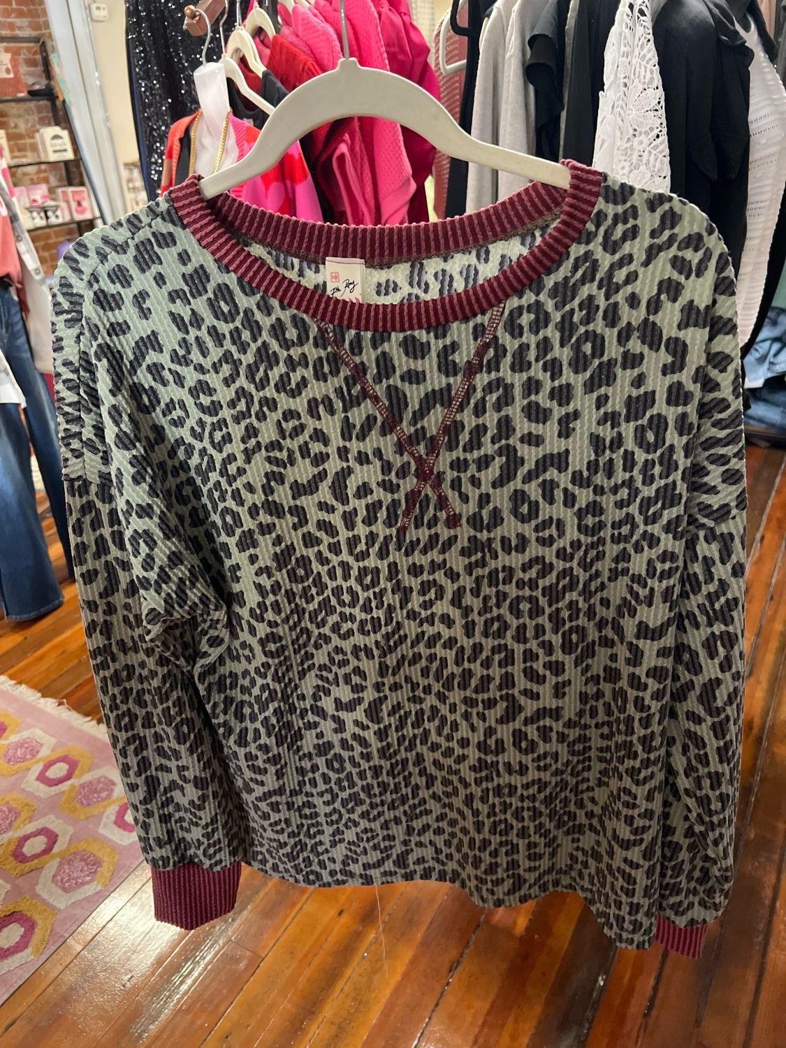Ribbed Animal Print Top