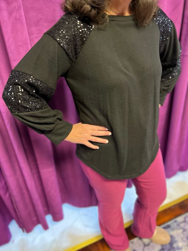 Sequin Contrast Top