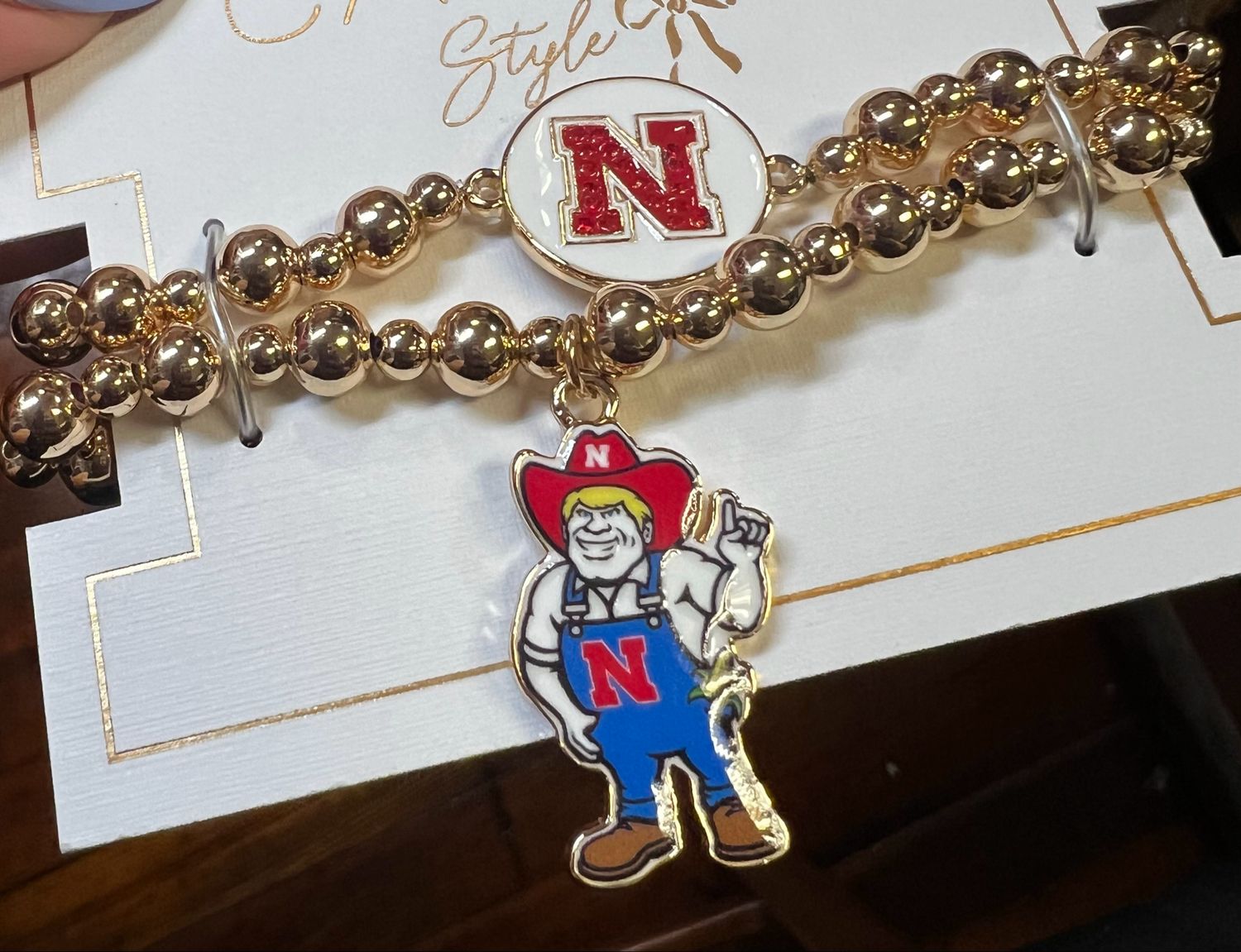 Nebraska Huskers Ball Bead Bracelet-Set of 2