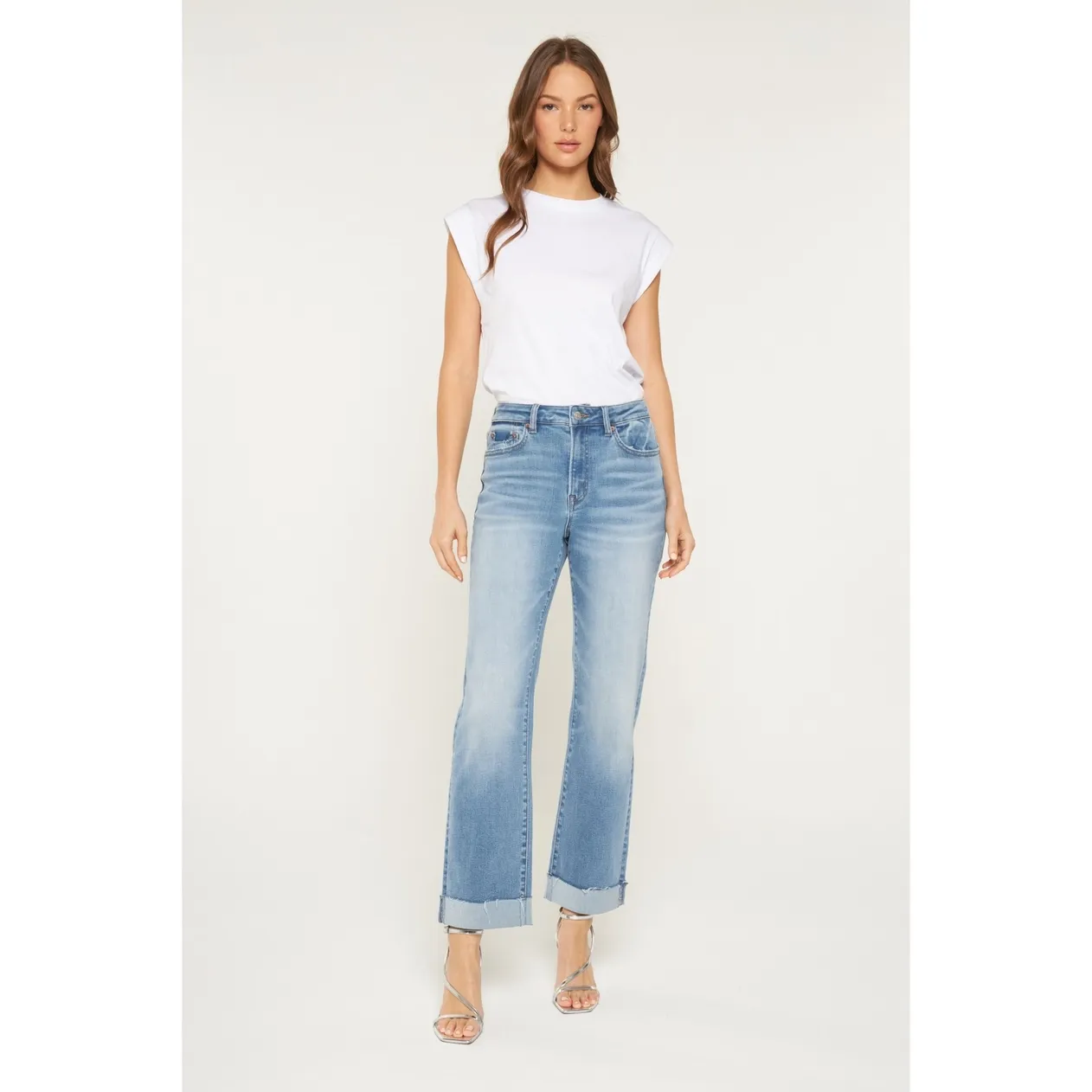 High Rise Straight Leg with Cuffed Hem