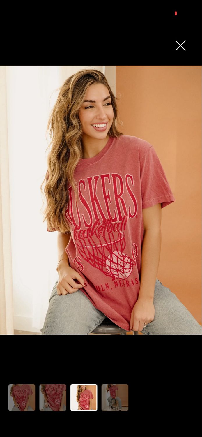 Nebraska Huskers Big Basketball Red Cc Tee