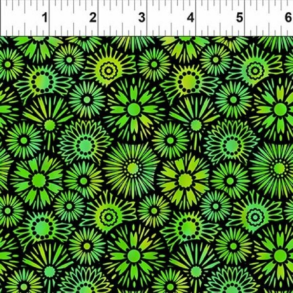 Patchworkstoff "Unusual Garden II Blooms", Blumen, grün-schwarz, Jason Yenter, 19,00 €/m*