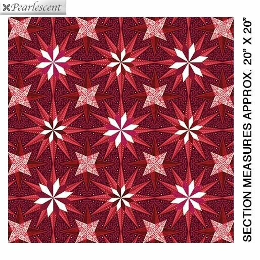 Patchworkstoff Patchworkstoff "Celestial Lights Star Medallion" mit Perlmutt-Effekt, rot, Sterne, Amanda Murphy, 17,50 €/m