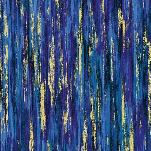 17,50/m, "Butterfly Jewel", "Boxes royal", Stoff metallic, Streifen, blau, gold, Metallicdruck, Baumwollstoff, Patchworkstoff