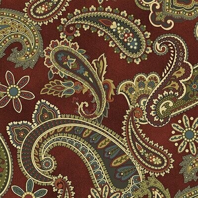 Rest 40 cm, Patchworkstoff Rest 40 cm, Patchworkstoff "Shadow Mountain", Paisleys, weinrot, 18,50 €/m,