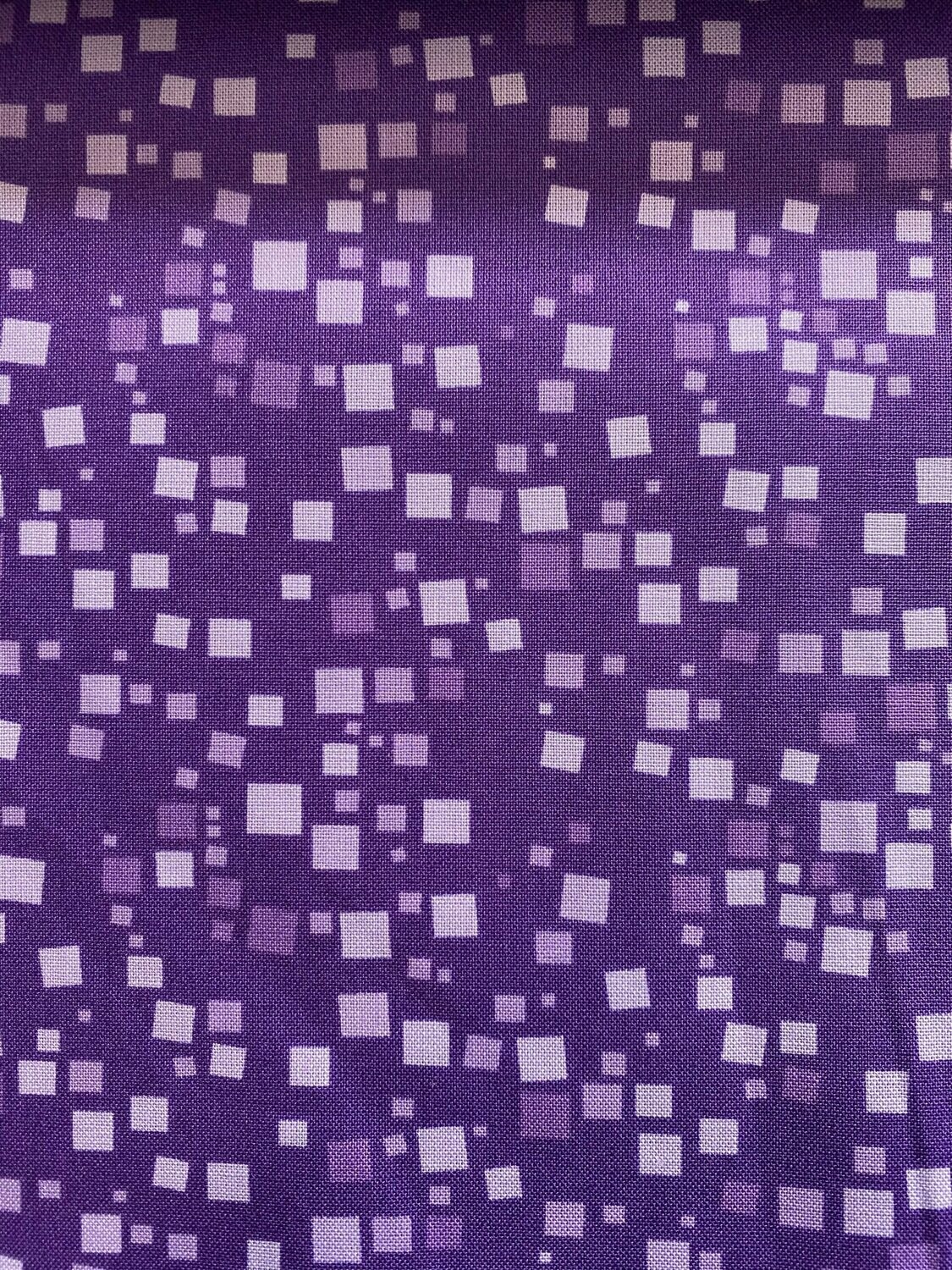 Patchworkstoff "Small Geo Squares Purple" mit verschiedenen Quadraten auf lila, 17,50 €/m