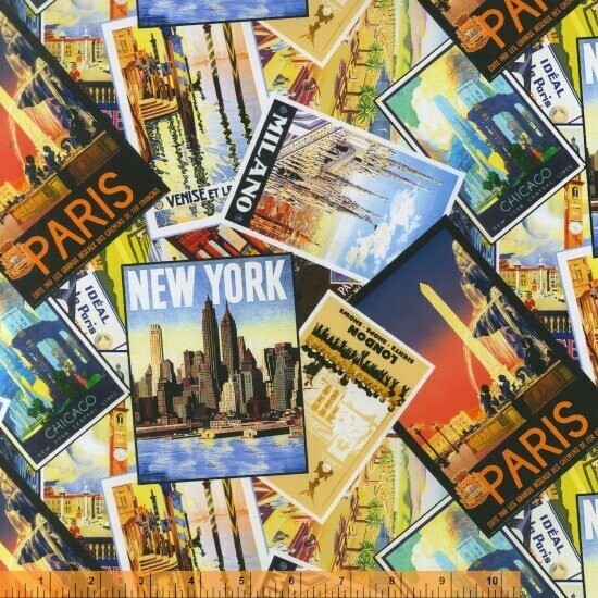 15,00/m, Stoff Metropolen dieser Welt,Poster, Städte, Stadt, Postkarten, Paris, New York, Mailand, London, Baumwollstoff, Patchwork