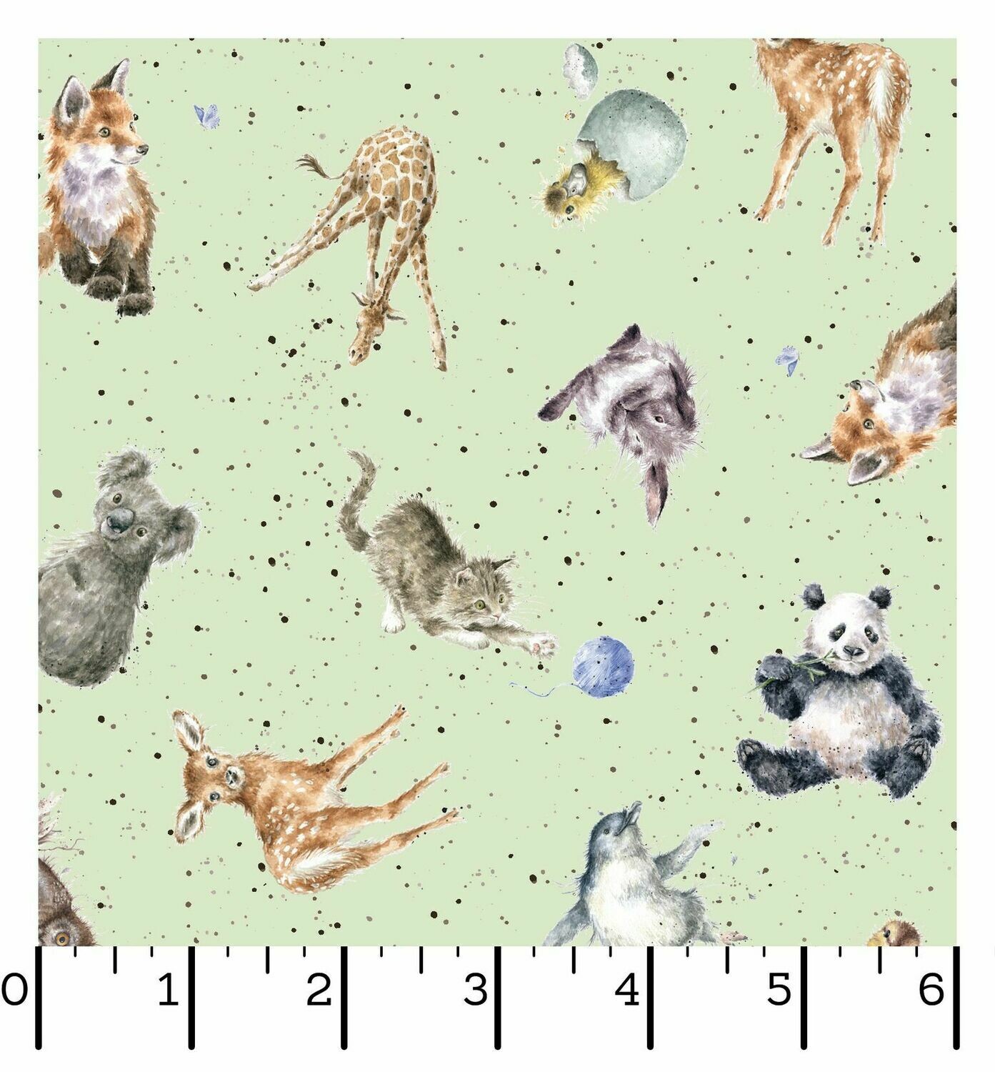 Patchworkstoff "Love Is...", Panda, Pinguin & Koala, pastellgrün, 19,50 €/m*