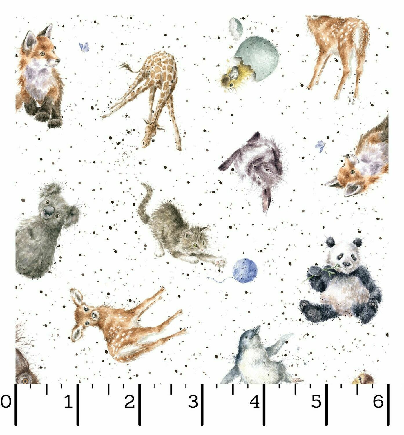 Patchworkstoff "Love Is...", Panda, Pinguin & Koala, weiß, 19,50€/m*