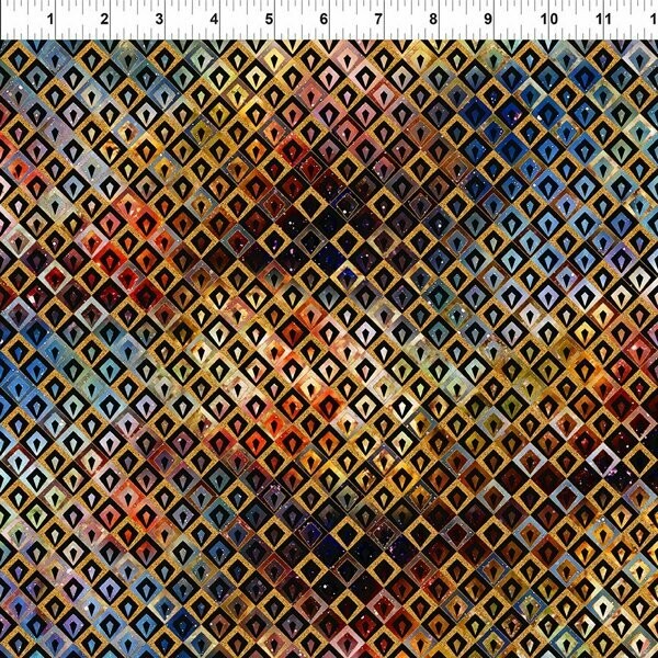Patchworkstoff , "Cosmos Shimmer Multi", geometrische Formen von Jason Yenter, 20,00 €/m