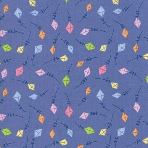 10,00/m Stoff Drachen, blau mit bunten Papierdrachen, Schultüten, Kindergarten, Einschulung, Babydecke, Baumwollstoff, Patchwork, Sunday Picnic Drachen