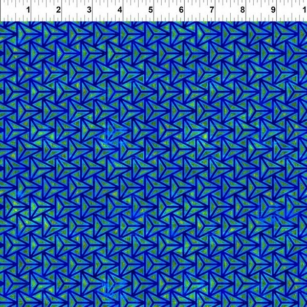 Patchworkstoff , Patchworkstoff , "Cosmos Facet Blue", dreidimensionale Dreiecke von Jason Yenter, 14,00 €/m*