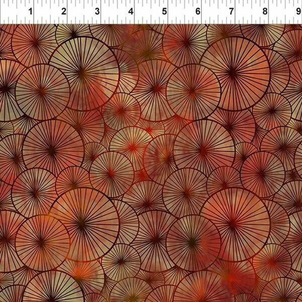 Patchworkstoff "Seasons Umbrellas Spice", Schirme und Kreise, rotbraun, Jason Yenter, 19,50 €/m