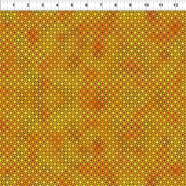 Patchworkstoff "Unusual Garden II Dots" mit Batikeffekt, Punkte, senfgelb, Jason Yenter, 10,00 €/m*