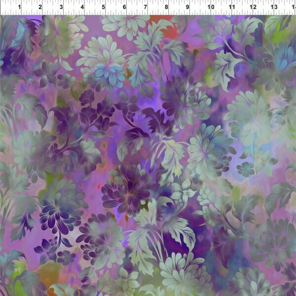 Patchworkstoff "Daydream Lavender", Blumen und Blätter in grün-violett, Jason Yenter", 14,00/m*