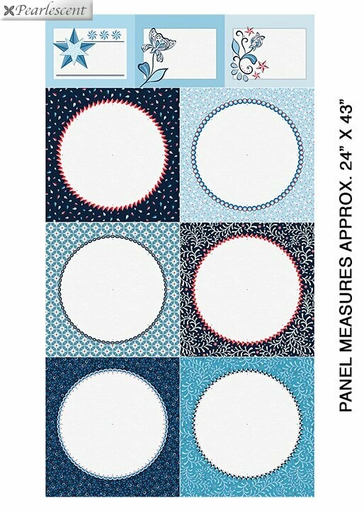 60-cm-Panel Patchworkstoff "Celestial Lights Embroidery Panel Multi" mit Perlmutt Effekt, Kreise, hellblau, Amanda Murphy, 17,50 €/m*