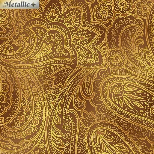 16,00/m, Kanvas Radiant Paisley saddle gold, Metallicdruck*