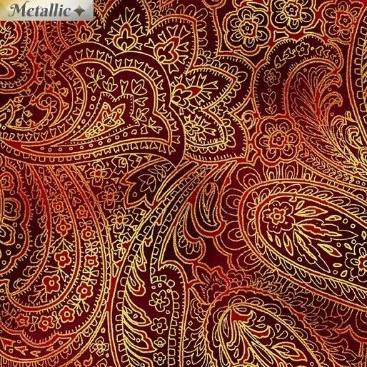 16,00/m, Kanvas Radiant Paisley red gold*