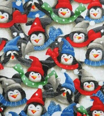 19,00/m Stoff, Weihnachten, lustige Pinguine mit Schal und Mützen, Weihnachten, Christmas, Xmas, Patchwork