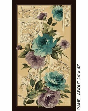 60-cm-Patchworkstoff Panel "Interlude Roses", Rosenranken, natur, 19,17 €/m*