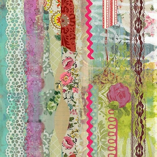 Patchworkstoff "Soul Shine & Daydreams Stripe", bunte Streifen mit Blumen und Bordüren, multicolor, 16,00 €/m