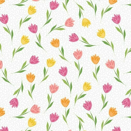 20,00/m, "Full Bloom Tiny Tulips"  Tulpen Stoff, Blumen, Blüten