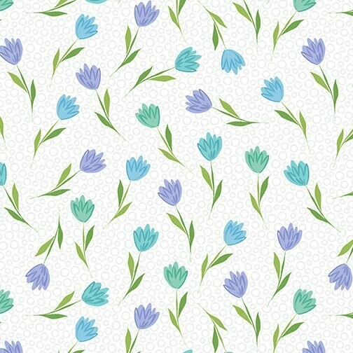 20,00/m, Full Bloom Tiny Tulips White/ Turquoise