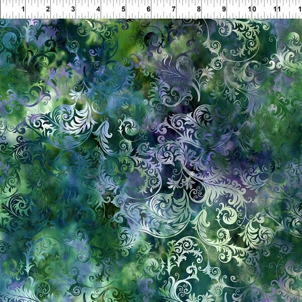 14,00/m, FLORAGRAPHIX V Leaf Swirl Green/ Blue*