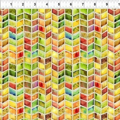 Patchworkstoff "Chevron Multi" mit bunten Kacheln, Aquarell Design von Jason Yenter, 19,50€/m