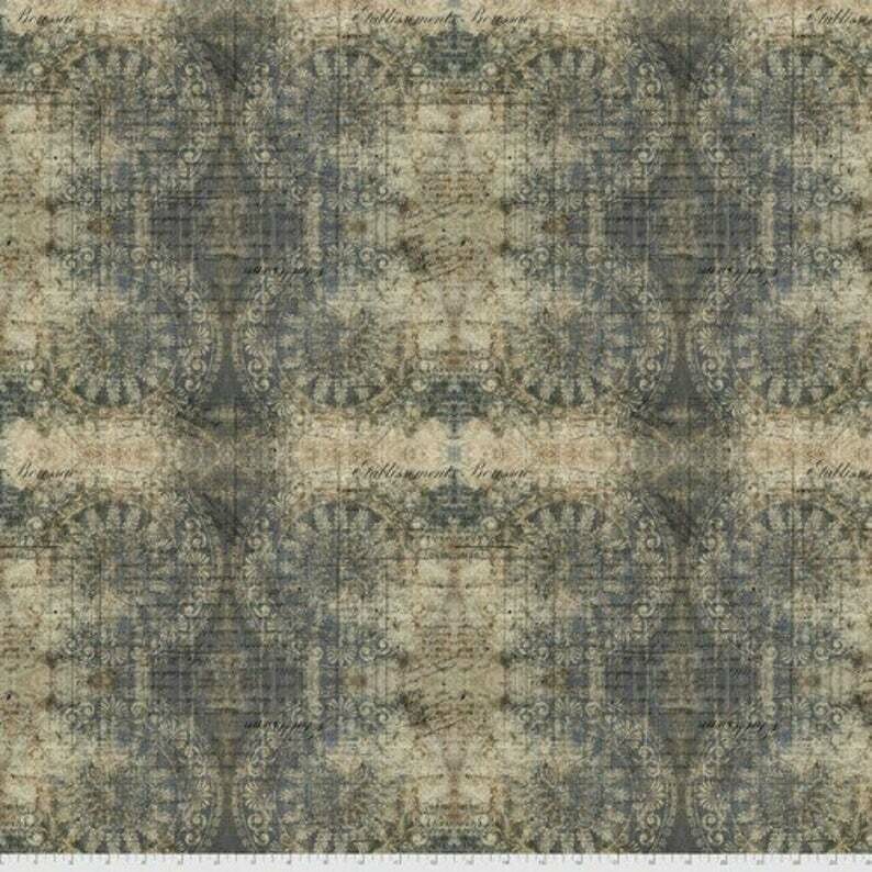 Patchworkstoff "Muted Medaillons" mit Patina-Effekt, Ornamente, natur, von Tim Holtz , 20,50€/m